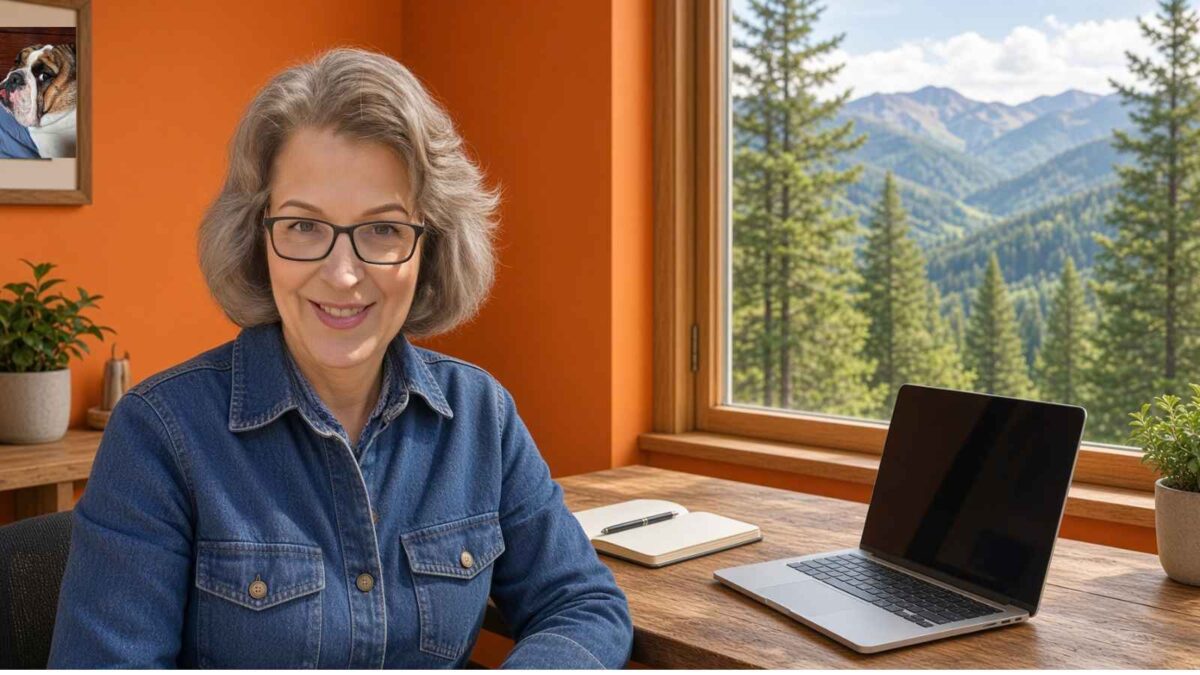 Lisa choosing an Instagram tool from a mountain home office. Lisa choosing an Instagram tool from a mountain home office.