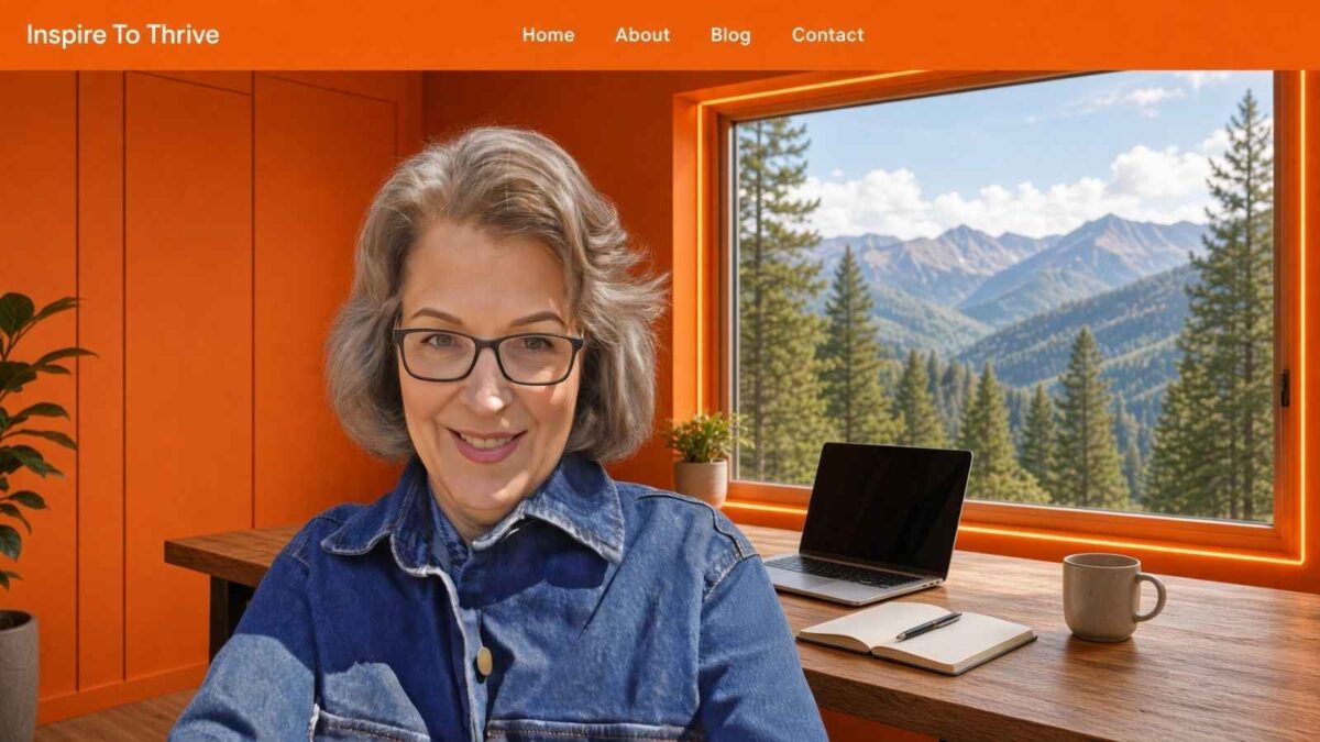 Lisa choosing an Instagram tool from a mountain home office.
