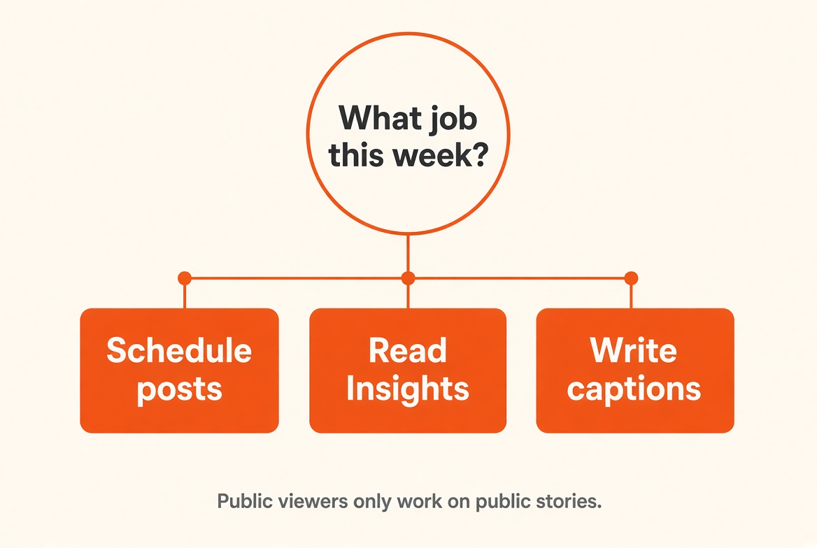 What job this week. Schedule, Insights, or captions What job this week: schedule, Insights, or captions