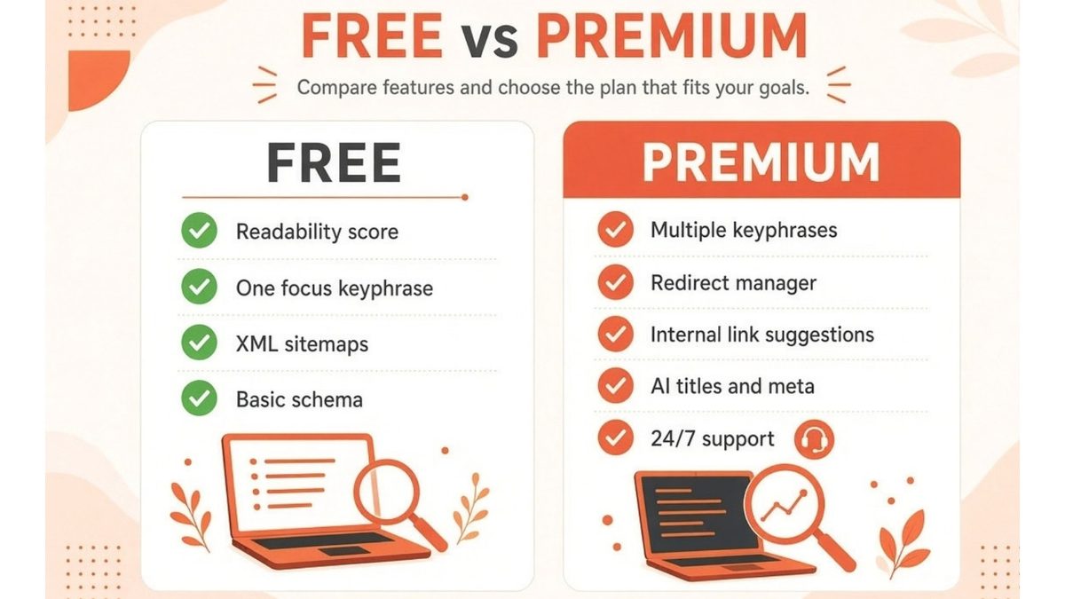Yoast SEO plugin free versus Premium features for blogger Yoast SEO plugin free versus Premium features for blogger