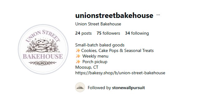 An example of a small business bio on Instagram.