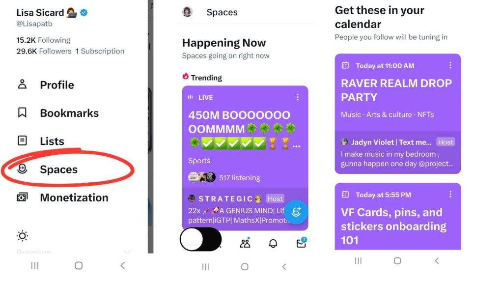 where to find your Twitter X spaces on mobile